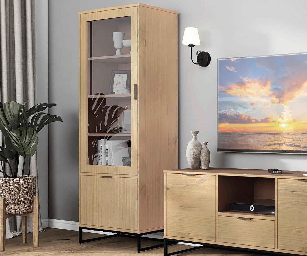 Vitrine Vivo 2T Oak lackiert Holz B/H/L: ca. 45x190x70 cm Vivo 2T - Oak (70,00/45,00/190,00cm) - Inter Link