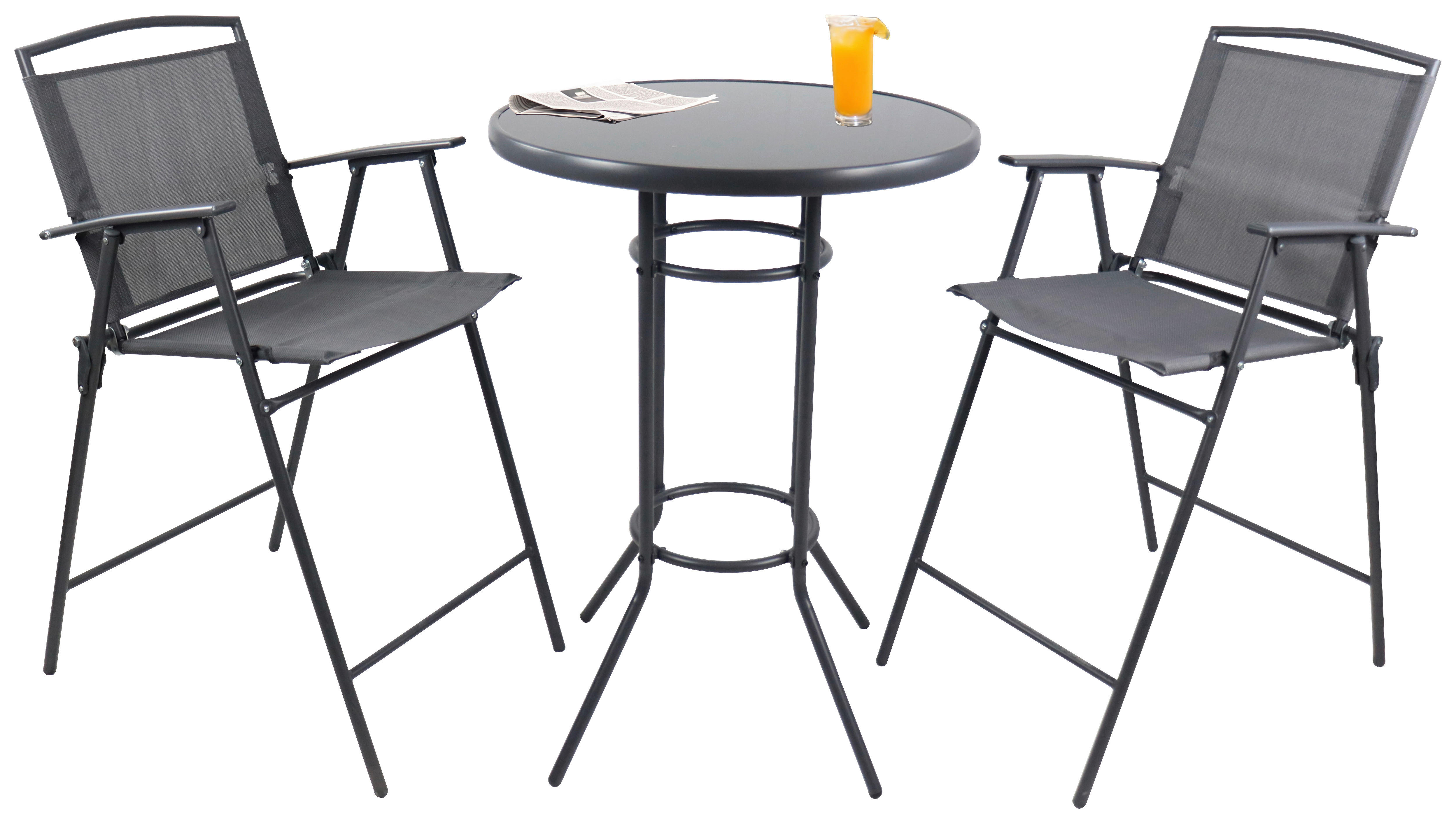 VCM Gartensitzgruppe Garlos anthrazit Stahl B/H/L: ca. 70x108x70 cm Garlos - anthrazit (70,00/70,00/108,00cm) - VCM