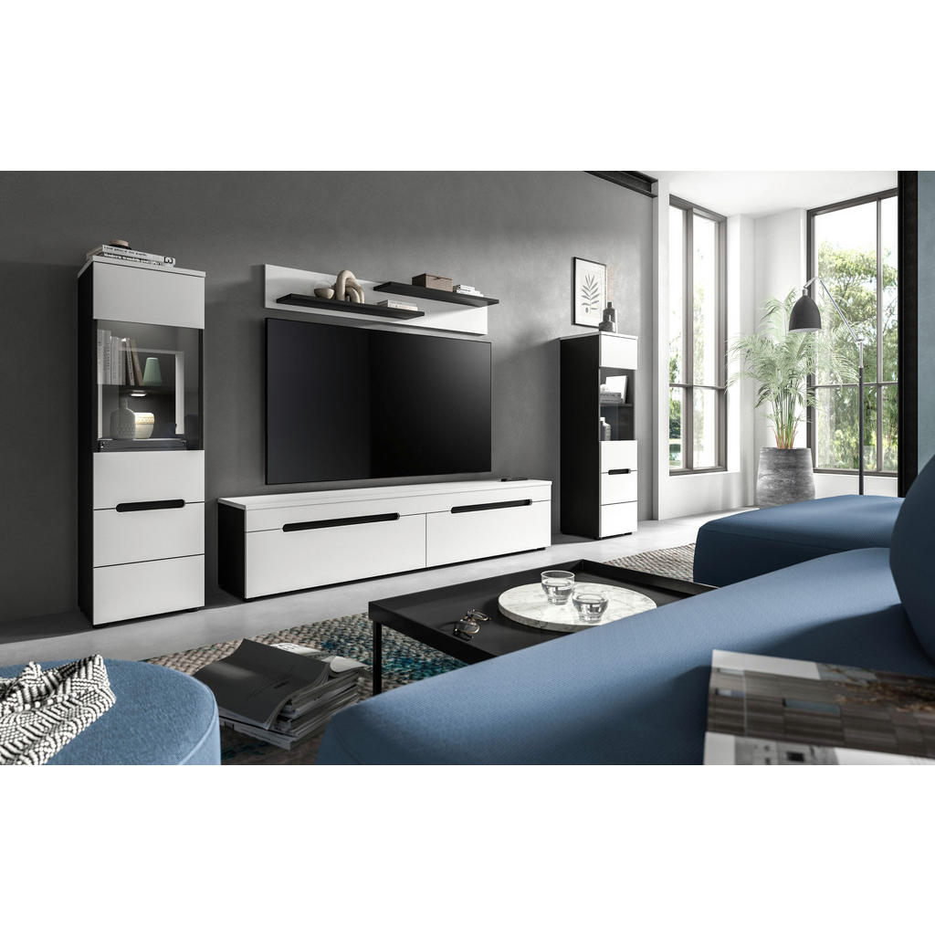 Thumbnail - Wohnwand Canu basaltgrau weiß B/H/T: ca. 272x141x33 cm