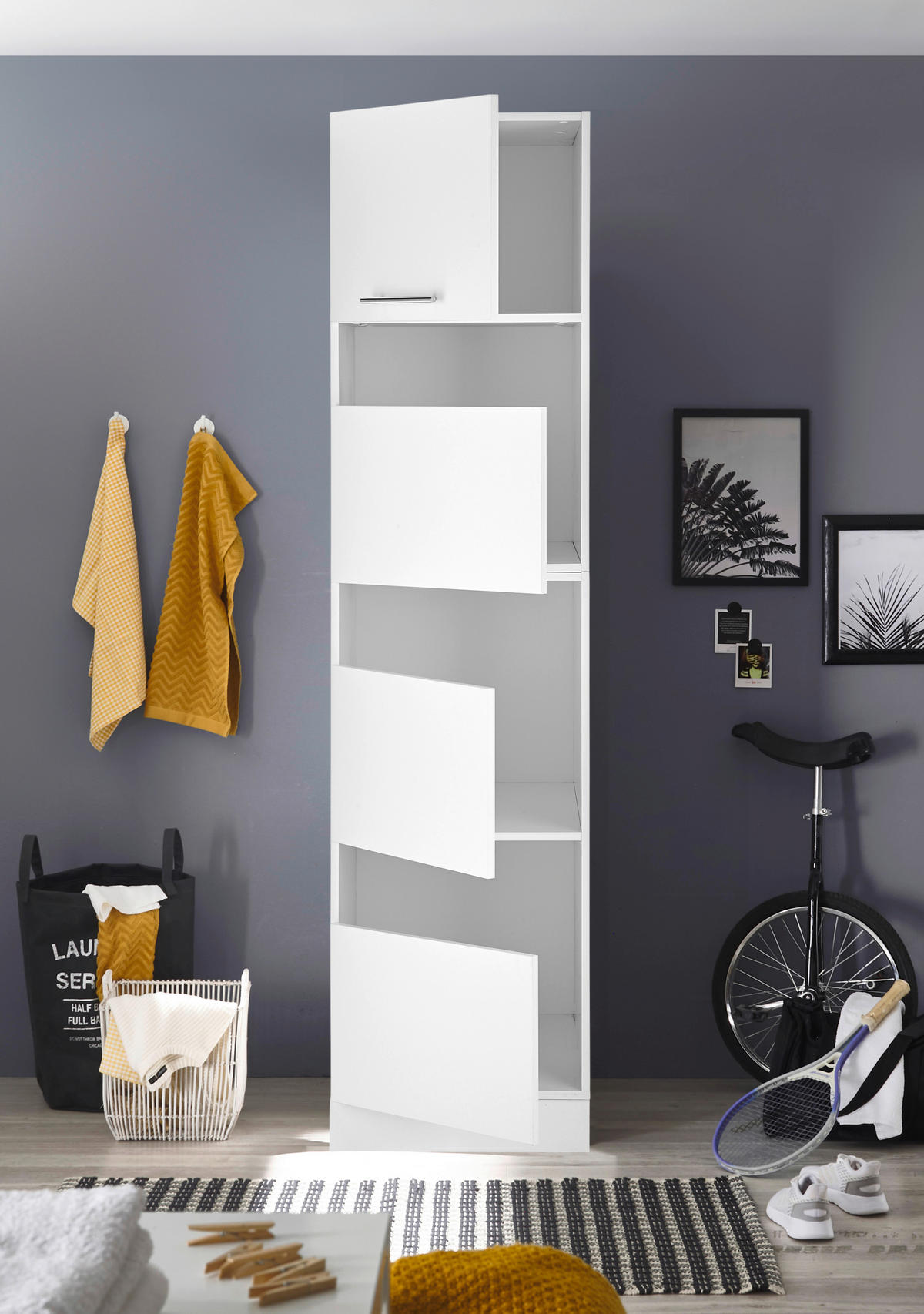 Respekta Wäscheschrank Clara weiß matt B/H/T: ca. 50x200x67,6 cm Clara - weiß (50,00/200,00/67,60cm) - Respekta