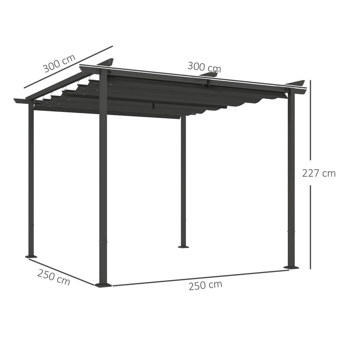 Outsunny Pergola dunkelgrau Metall B/H/L: ca. 300x227x300 cm Pergola - dunkelgrau (300,00/300,00/227,00cm) - Outsunny