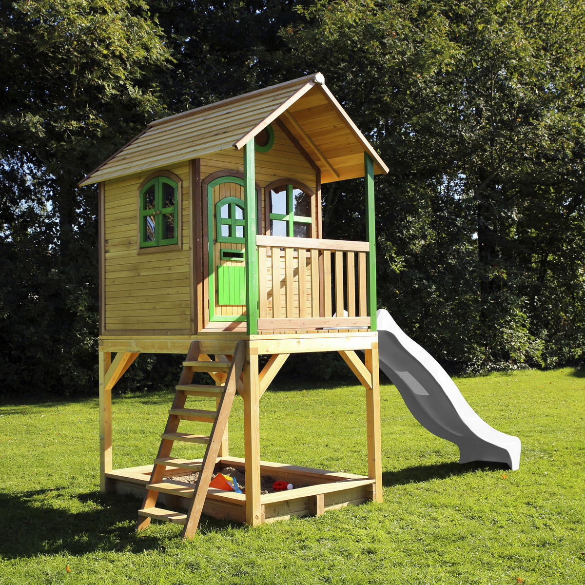 AXI Spielhaus Sarah braun B/H/L: ca. 370x2914x191 cm Sarah - braun/weiß (191,00/370,00/2914,00cm) - AXI