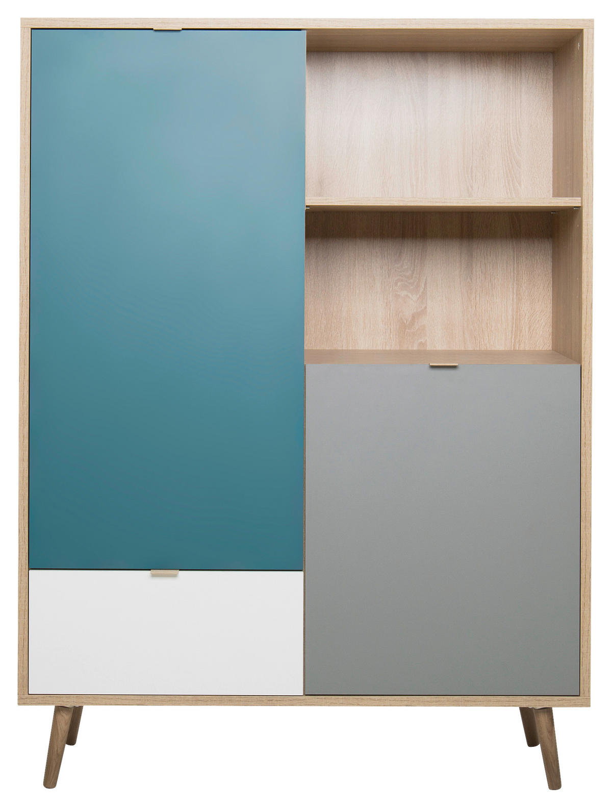 Highboard Cuba Eiche Sonoma Nachbildung weiß grau petrol B/H/T: ca. 103x139x40 cm Cuba - Eiche/weiß (103,00/139,00/40,00cm)