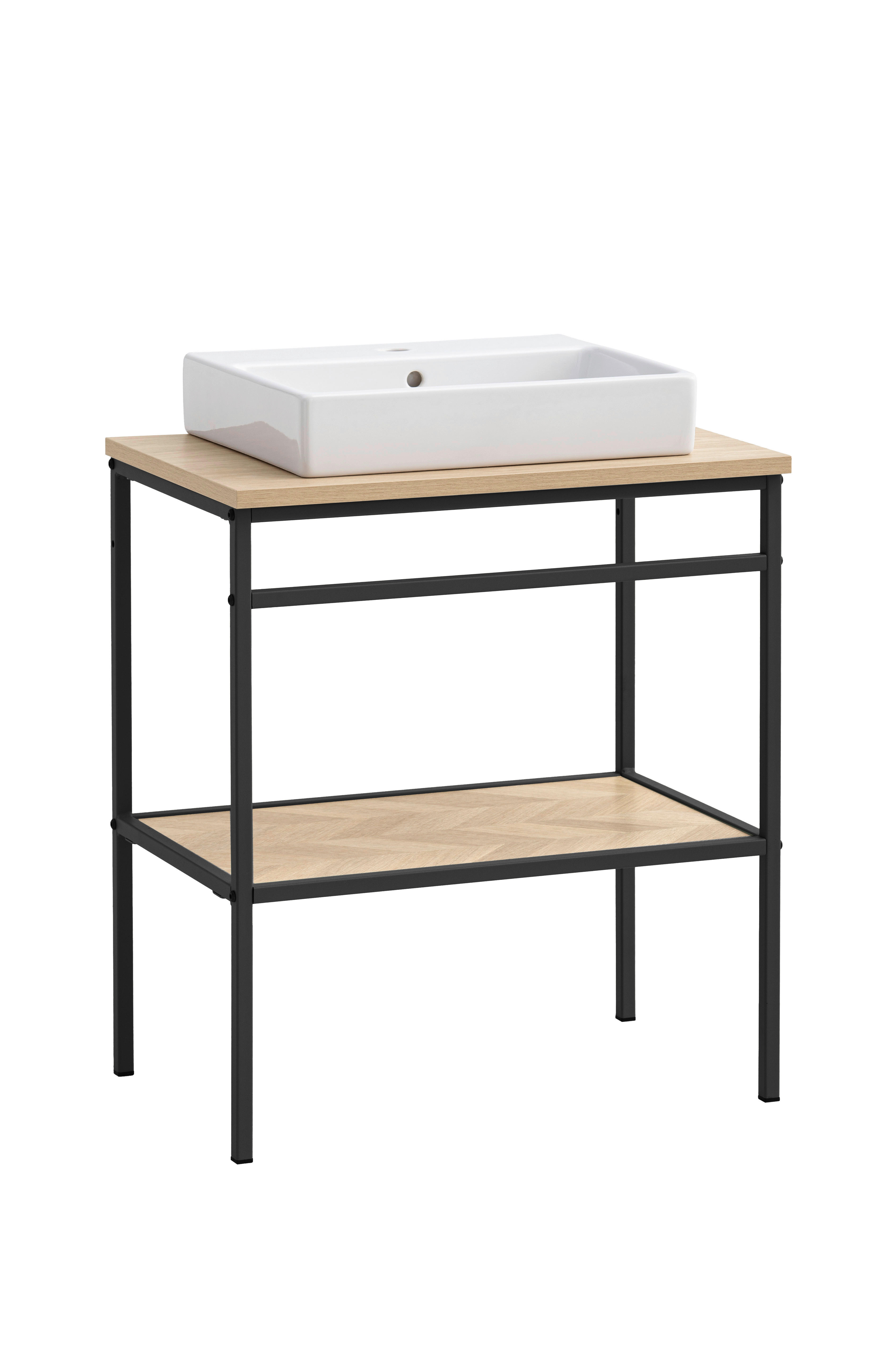 Waschbeckenunterschrank Lorna Eiche Nachbildung schwarz B/H/T: ca. 70x89,2x45 cm Lorna - Eiche/schwarz (70,00/89,20/45,00cm) - Schildmeyer