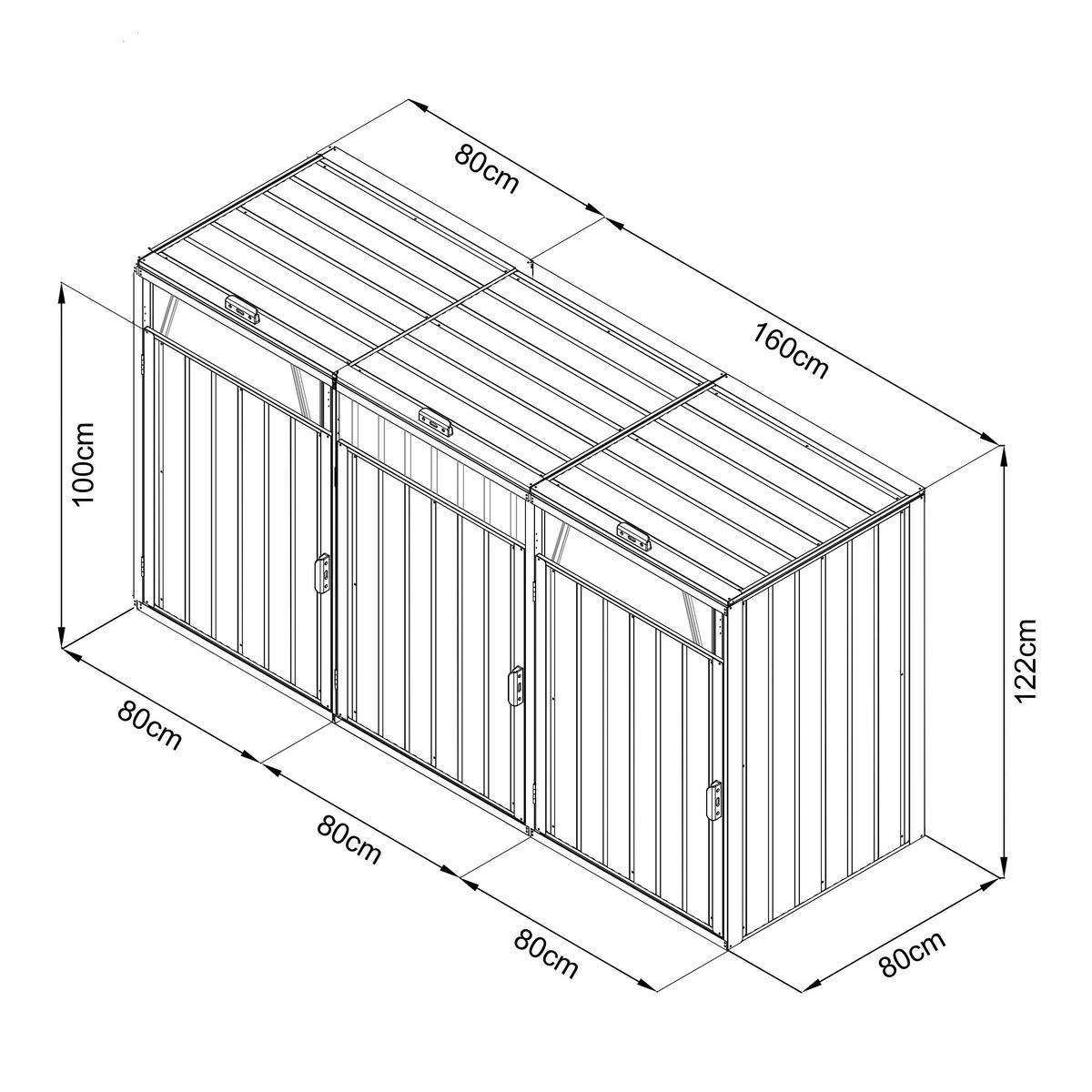 AXI Outdoor Living Mülltonnenbox Owen anthrazit B/H/L: ca. 80x122x240 cm Owen - anthrazit (240,00/80,00/122,00cm) - AXI Outdoor Living