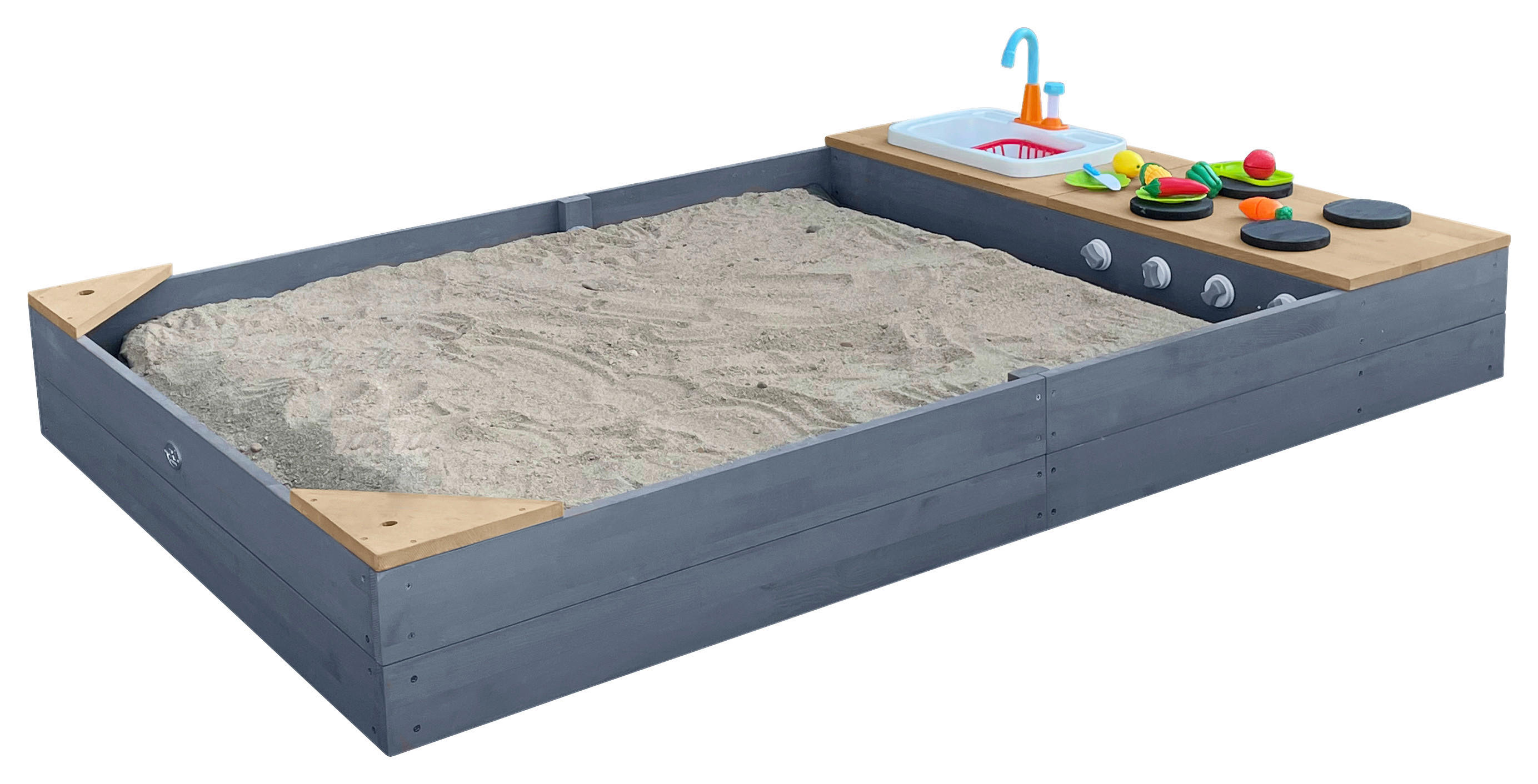 AXI Sandkasten Kelly grau B/H/L: ca. 115x22x180 cm Kelly - braun/grau (180,00/115,00/22,00cm) - AXI