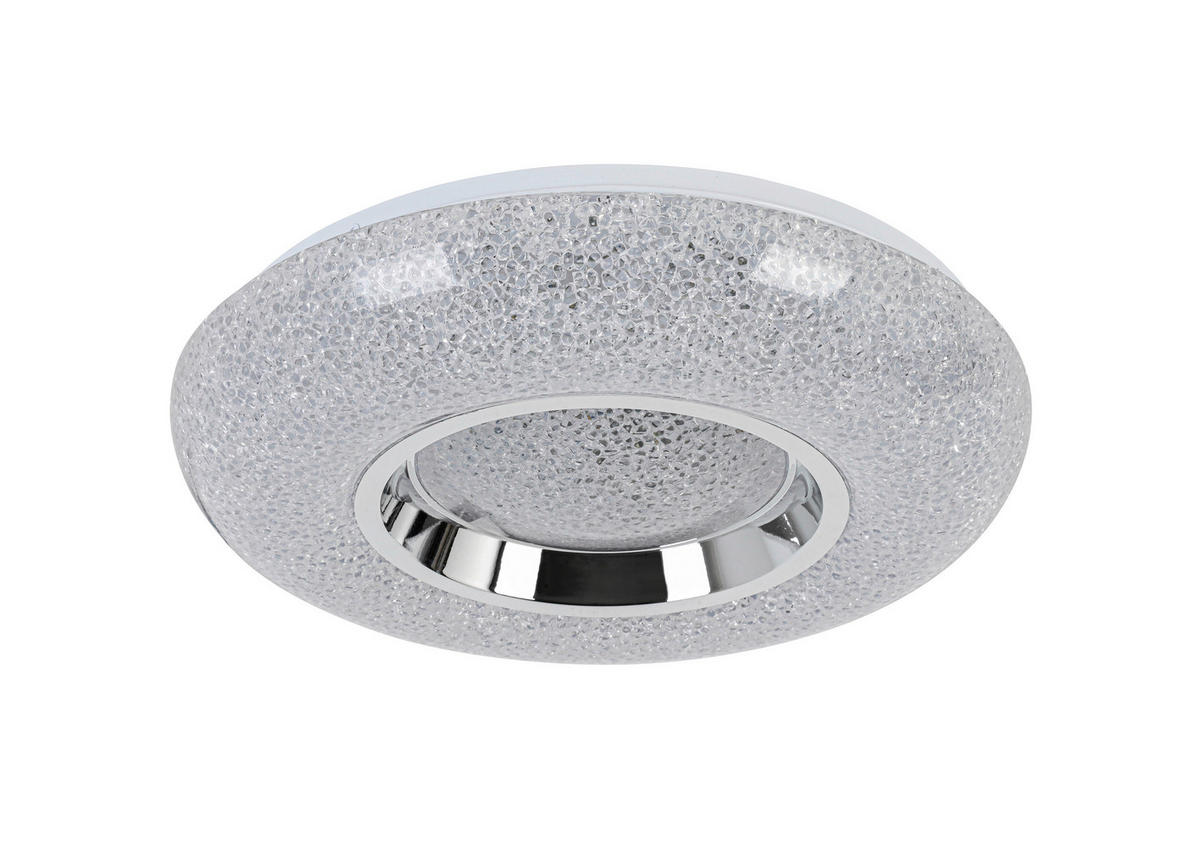 Nolo LED Deckenleuchte weiß Chrom Kunststoff Metall B/H/L: ca. 38x8x38 cm null 1 Brennstellen LED-Deckenleuchte_Andrea - weiß/Chrom (38,00/38,00/8,00cm) - Nolo