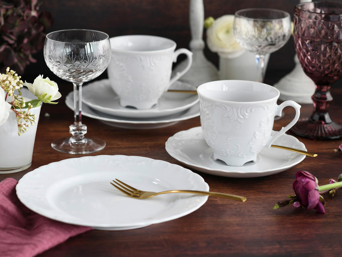 CreaTable Kaffeeservice Rokoko weiß Porzellan 18 tlg. Rokoko - weiß - CreaTable