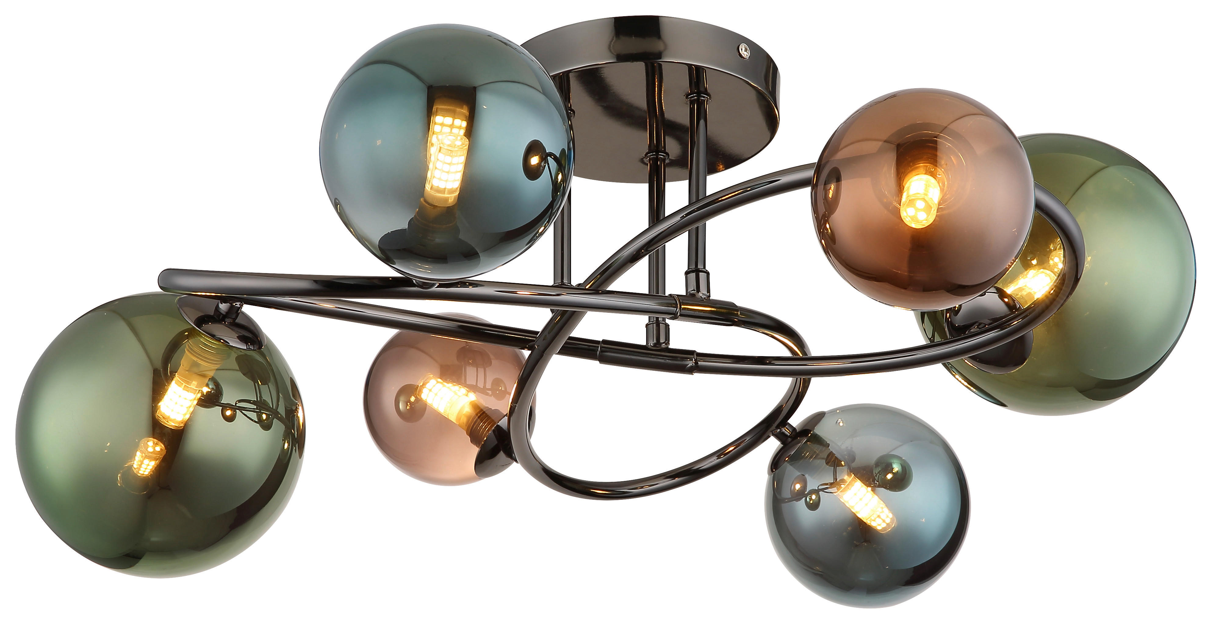 GLOBO Deckenleuchte grau bronze Glas Metall H/D: ca. 25x65 cm 6 Brennstellen Riha - bronze/grau (65,00/25,00cm) - GLOBO