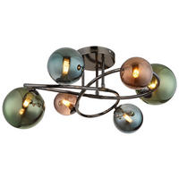 GLOBO Deckenleuchte grau bronze Glas Metall H/D: ca. 25x65 cm 6 Brennstellen Riha - bronze/grau (65,00/25,00cm) - GLOBO