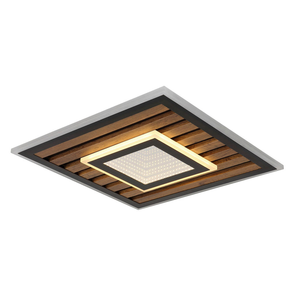 Thumbnail - GLOBO Deckenleuchte Opal mattschwarz Metall MDF B/H: ca. 40x6 cm 1 Brennstellen