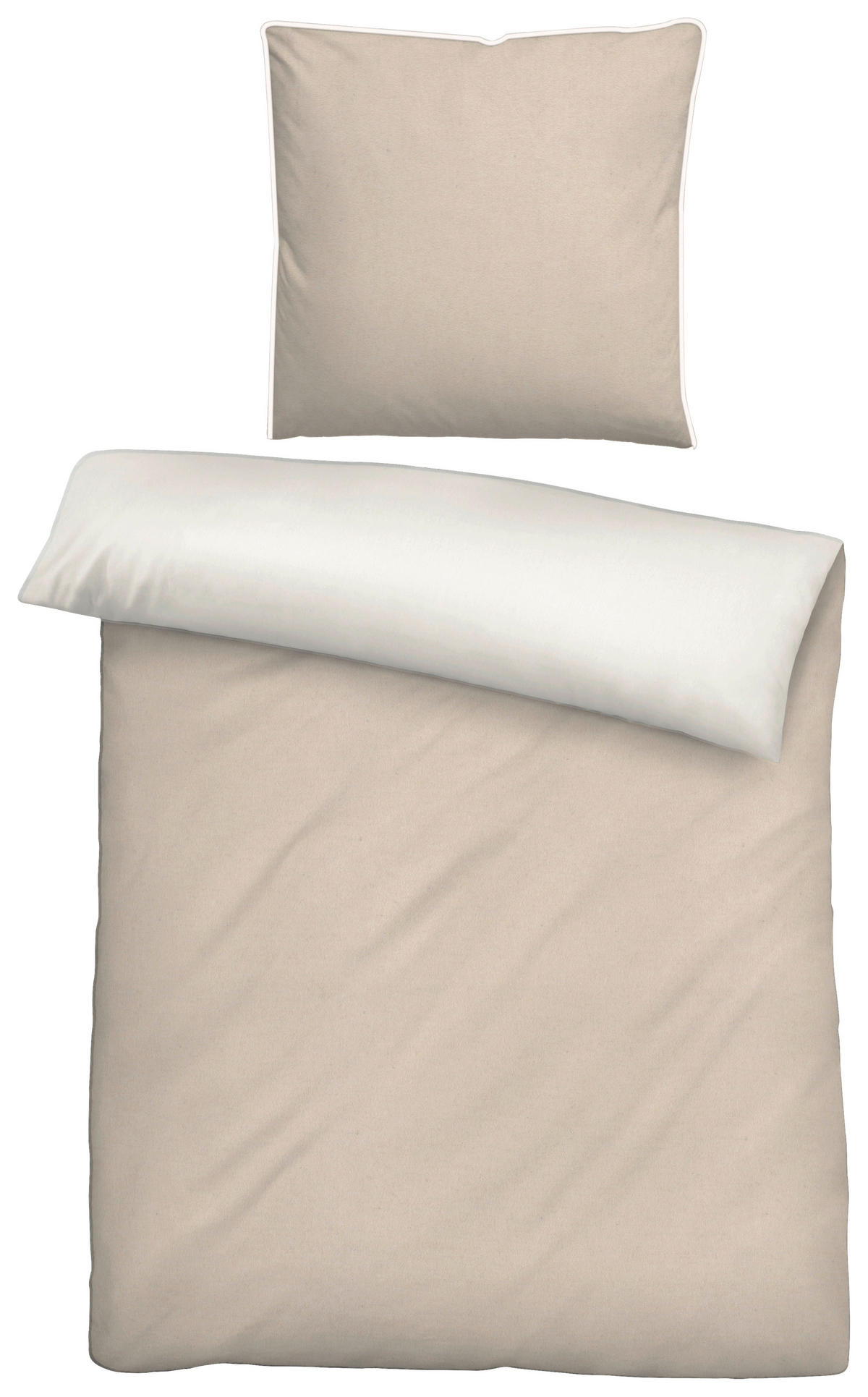 Baumwoll Bettwäsche Flanell Wendebettwäsche_Flanell 135x200 - natur/kitt (135,00/200,00cm)