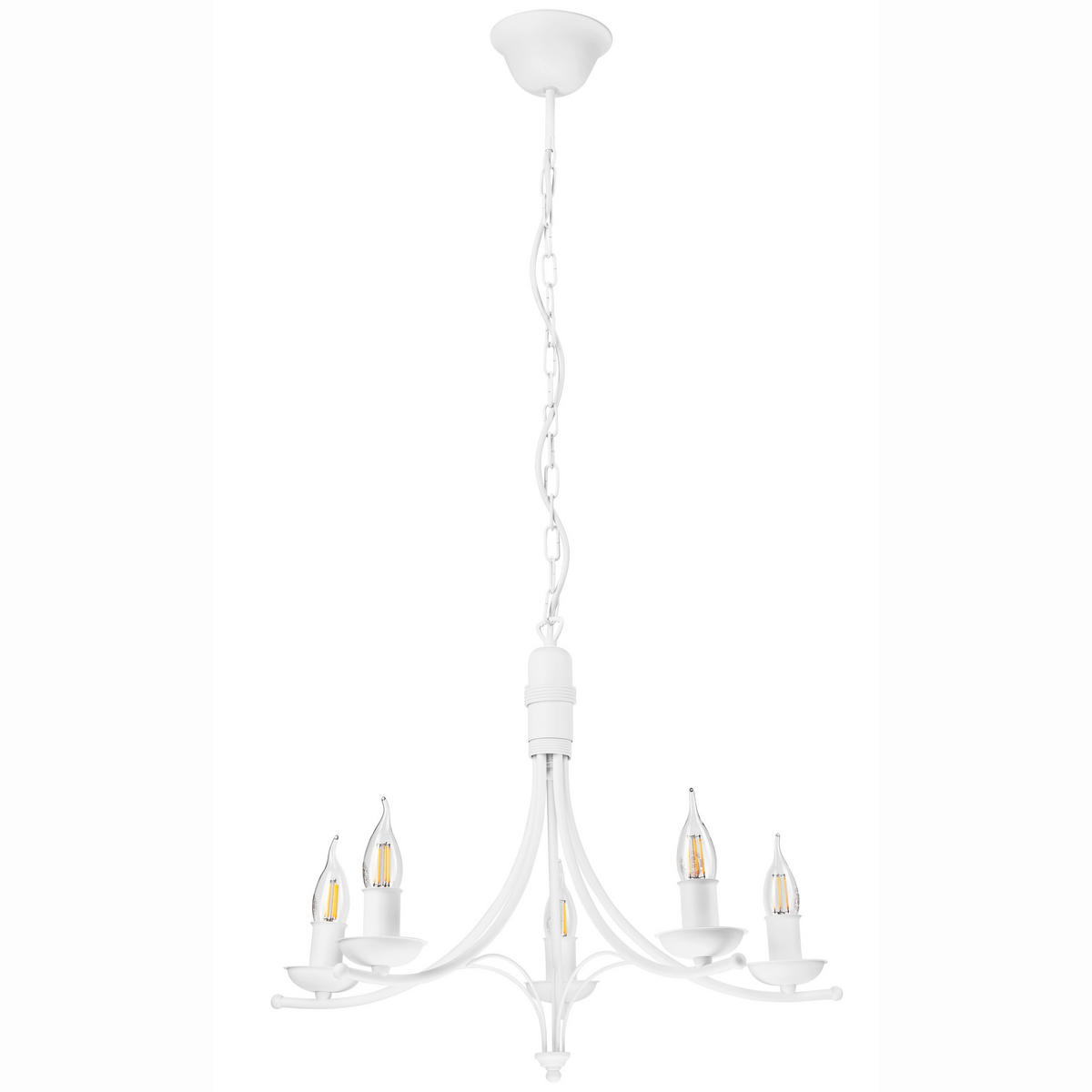 Lamkur Pendelleuchte LUCY 44163 weiß Stahl H/L: ca. 100x58 cm E14 5 Brennstellen Lucy - weiß (58,00cm) - Lamkur