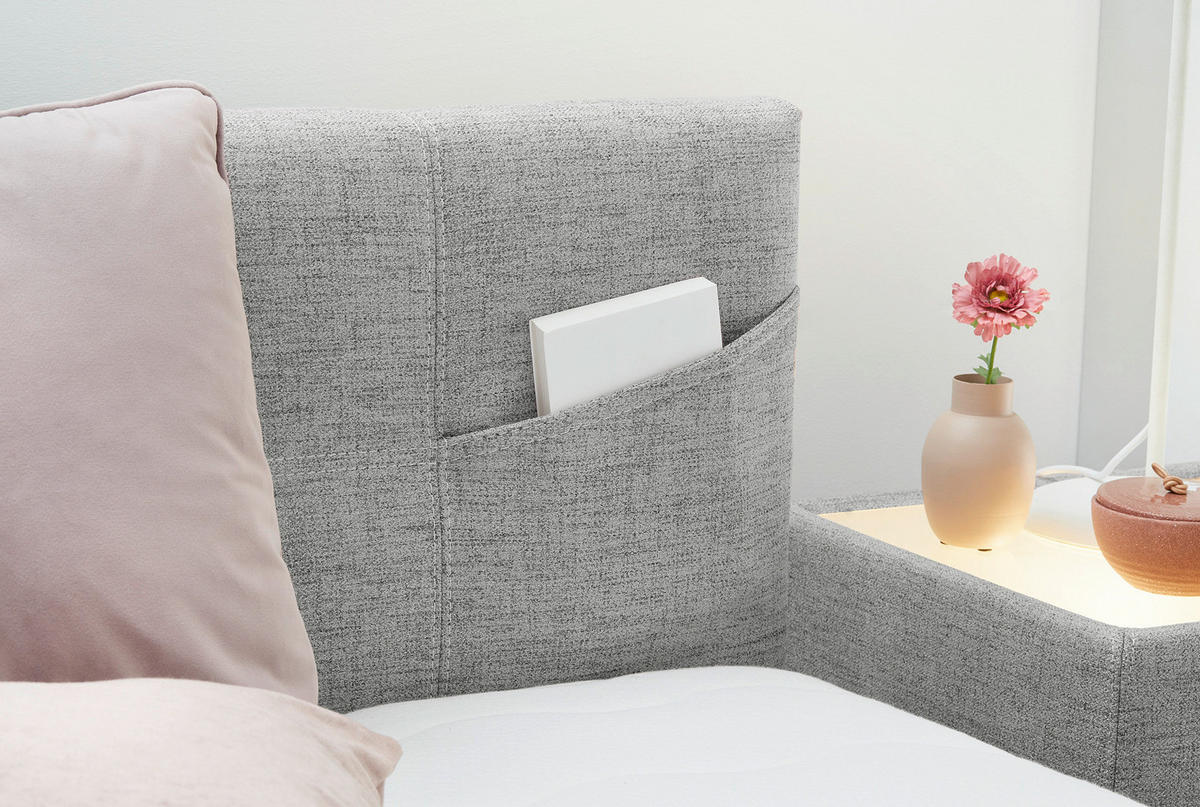 Boxspringbett  grau Liegefläche B/L: ca. 100x200 cm Nora_Boxspringbett - grau (104,00/102,00/210,00cm)