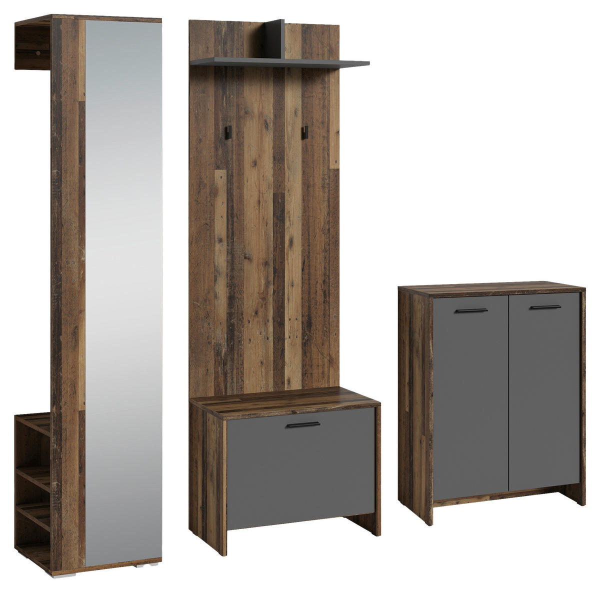 Garderobenset BEN Set 4-tlg. anthrazit BEN Set 4-tlg. - anthrazit - byLIVING