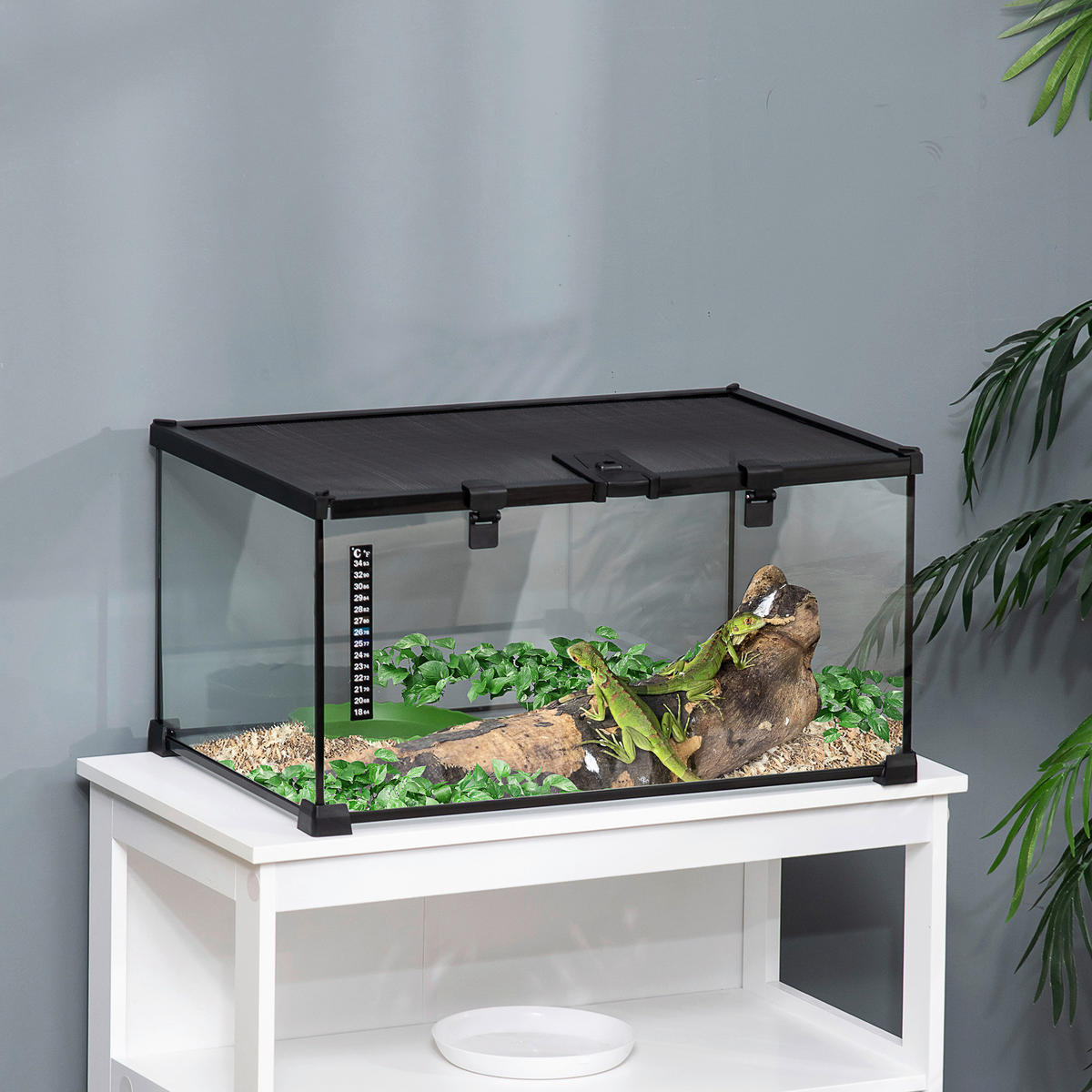 PawHut Terrarium schwarz Edelstahl B/H/L: ca. 30x50x25 cm Terrarium_für_Reptilien - schwarz (25,00/30,00/50,00cm) - PawHut