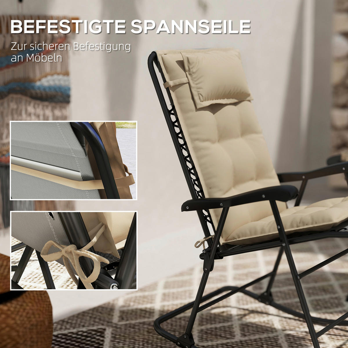 Outsunny Liegenauflage 2er Set beige Polyester B/H/L: ca. 50x5x116 cm Liegenauflage 2er Set - beige (116,00/50,00/5,00cm) - Outsunny