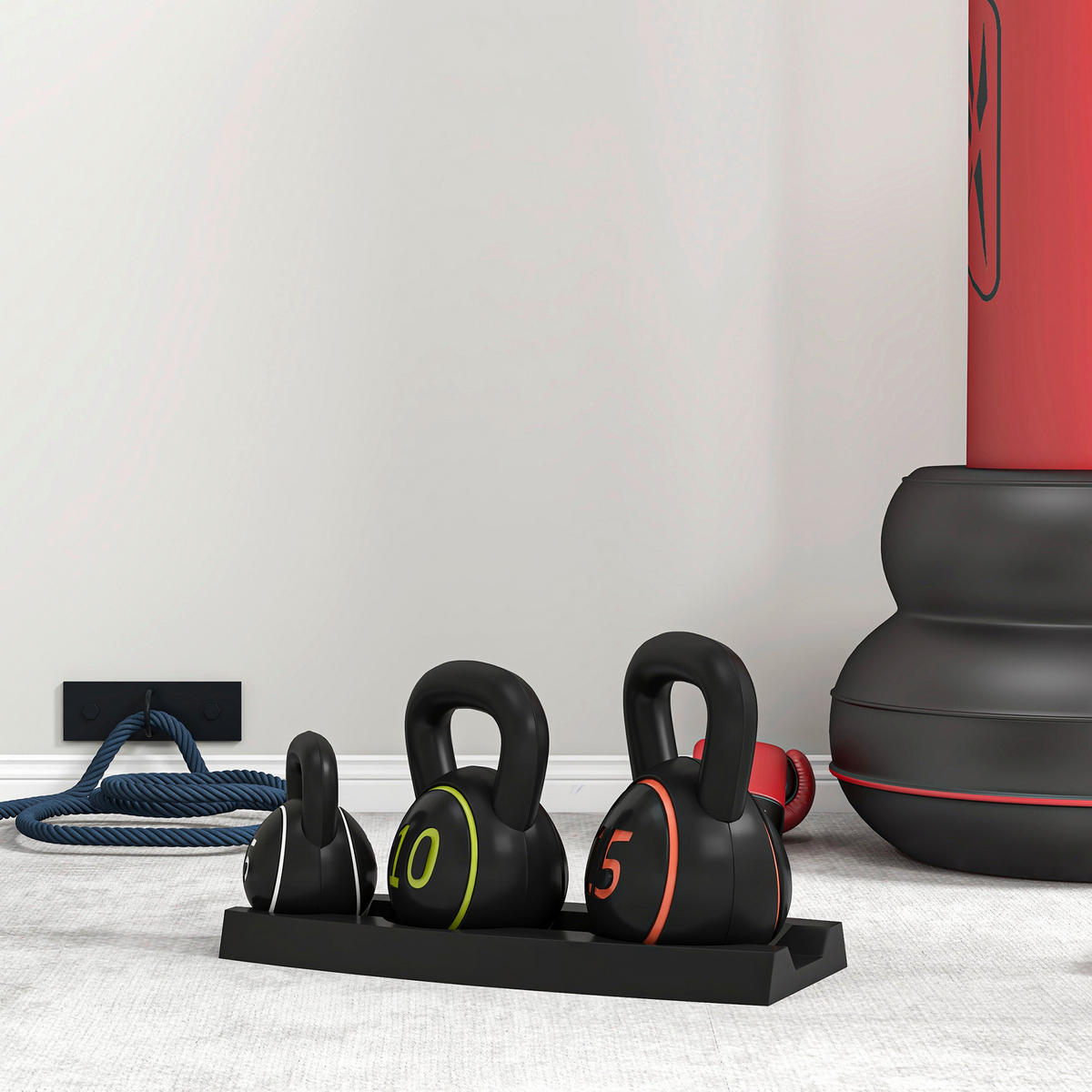 SPORTNOW Kettlebell schwarz Kunststoff B/H/L: ca. 18x24x18 cm Kettlebell-Set 3tlg. - schwarz (18,00/18,00/24,00cm) - SPORTNOW