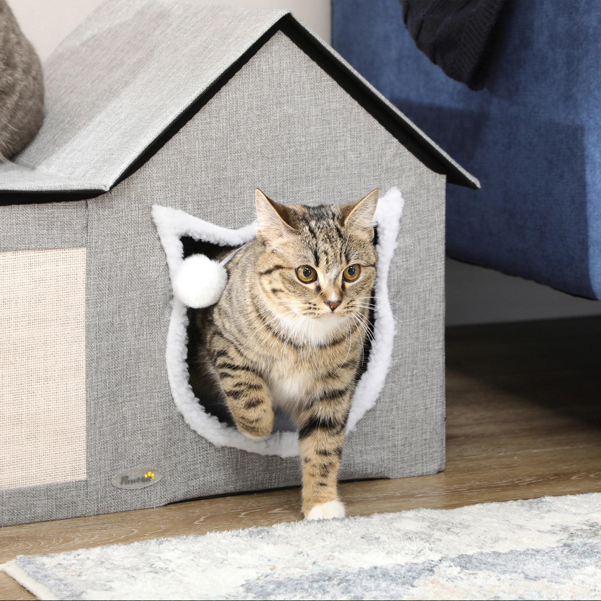 PawHut Katzen-Zubehör grau Polypropylen B/H/L: ca. 41x65x45,5 cm Katzenhöhle - grau (45,50/41,00/65,00cm) - PawHut