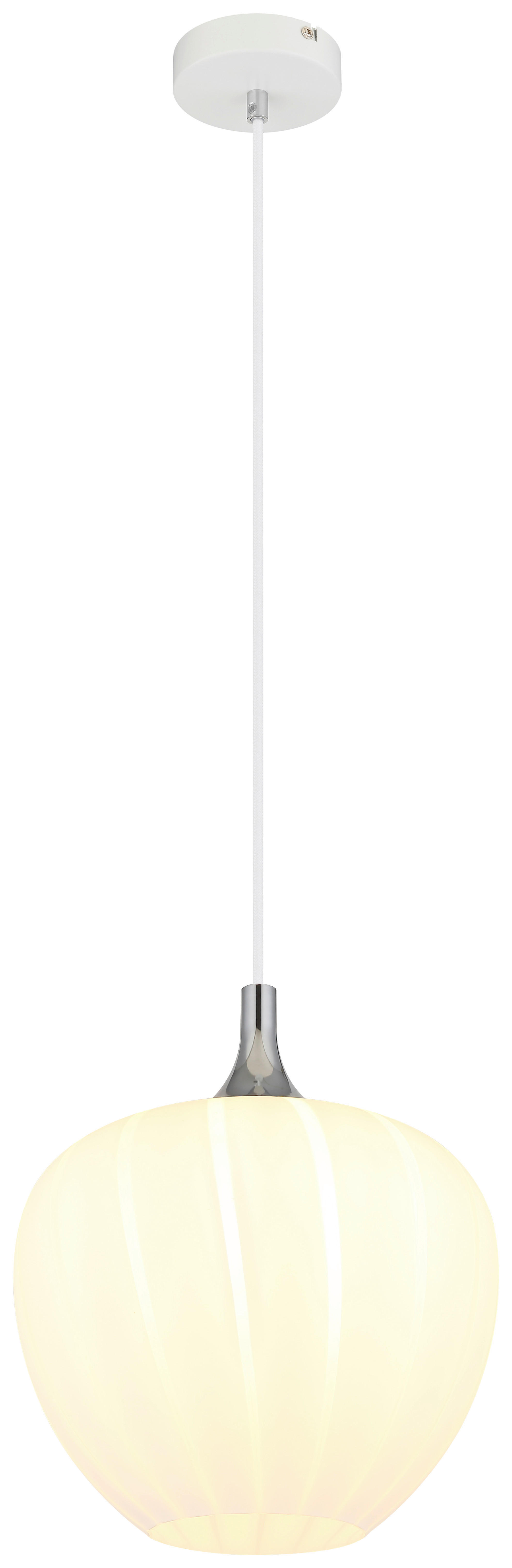 GLOBO Pendelleuchte Opal Chrom weiß Metall Glas H/D: ca. 120x29 cm E27 1 Brennstellen MAXY - weiß/Opal (29,00/120,00cm) - GLOBO