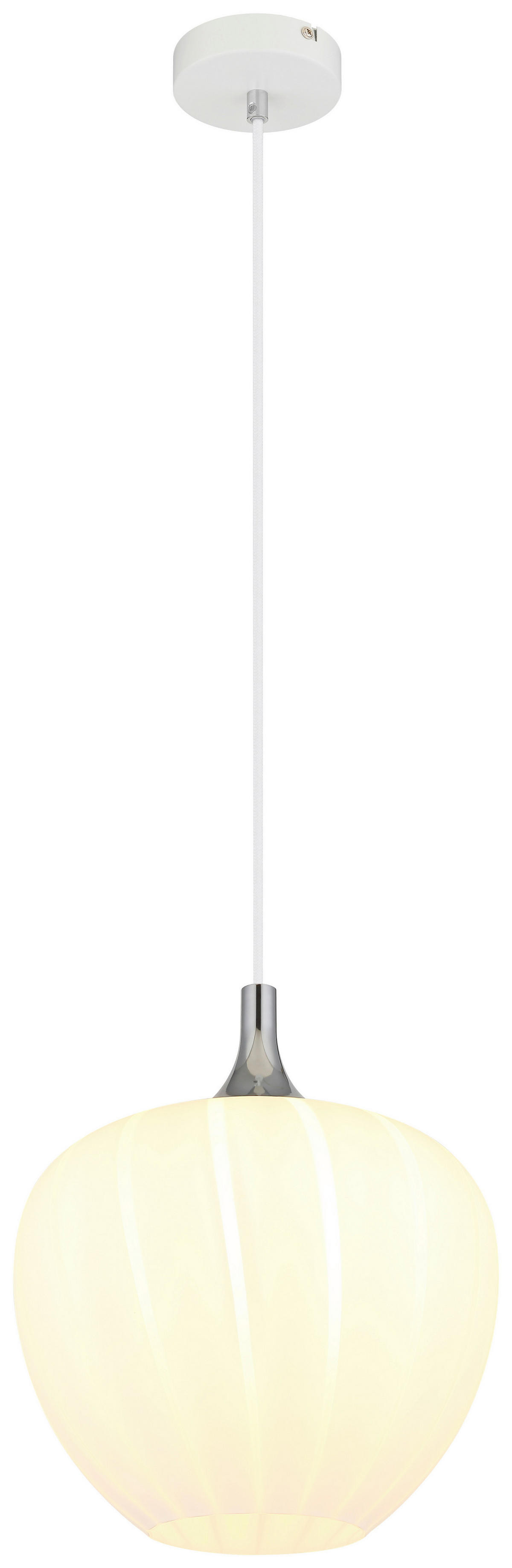 GLOBO Pendelleuchte Opal Chrom weiß Metall Glas H/D: ca. 120x29 cm E27 1 Brennstellen MAXY - weiß/Opal (29,00/120,00cm) - GLOBO