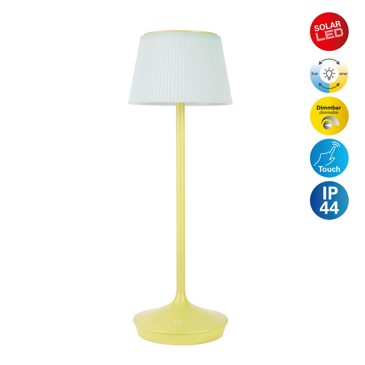 LED-Solar-Tischleuchte gelb Metall Kunststoff B/H/T/D: ca. 13x38x13x13 cm EMMI - gelb (13,00/38,00/13,00cm) - Näve Leuchten