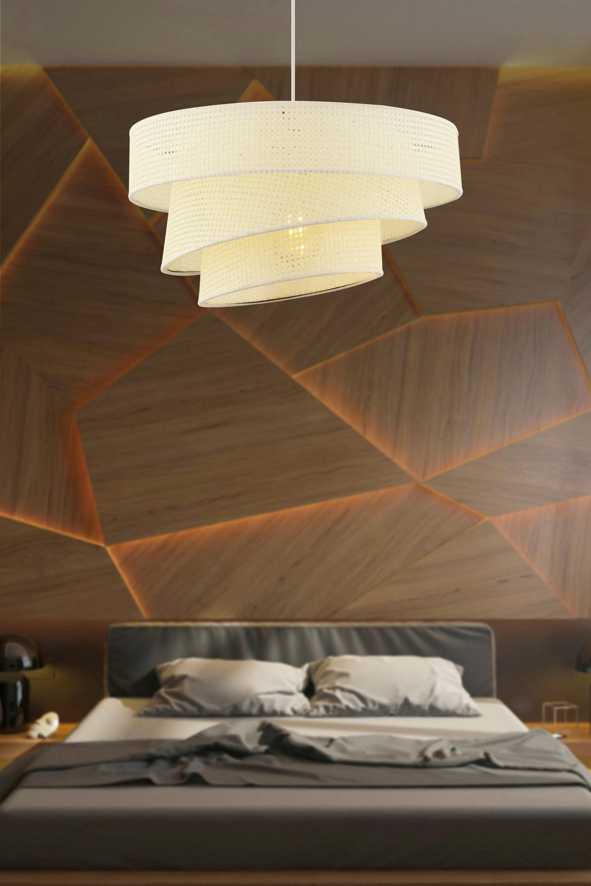 Opviq Pendelleuchte weiß Metall Baumwolle B/H/L: ca. 40x72x40 cm E27 1 Brennstellen Couper Hazeran - weiß (40,00/40,00/72,00cm) - Opviq