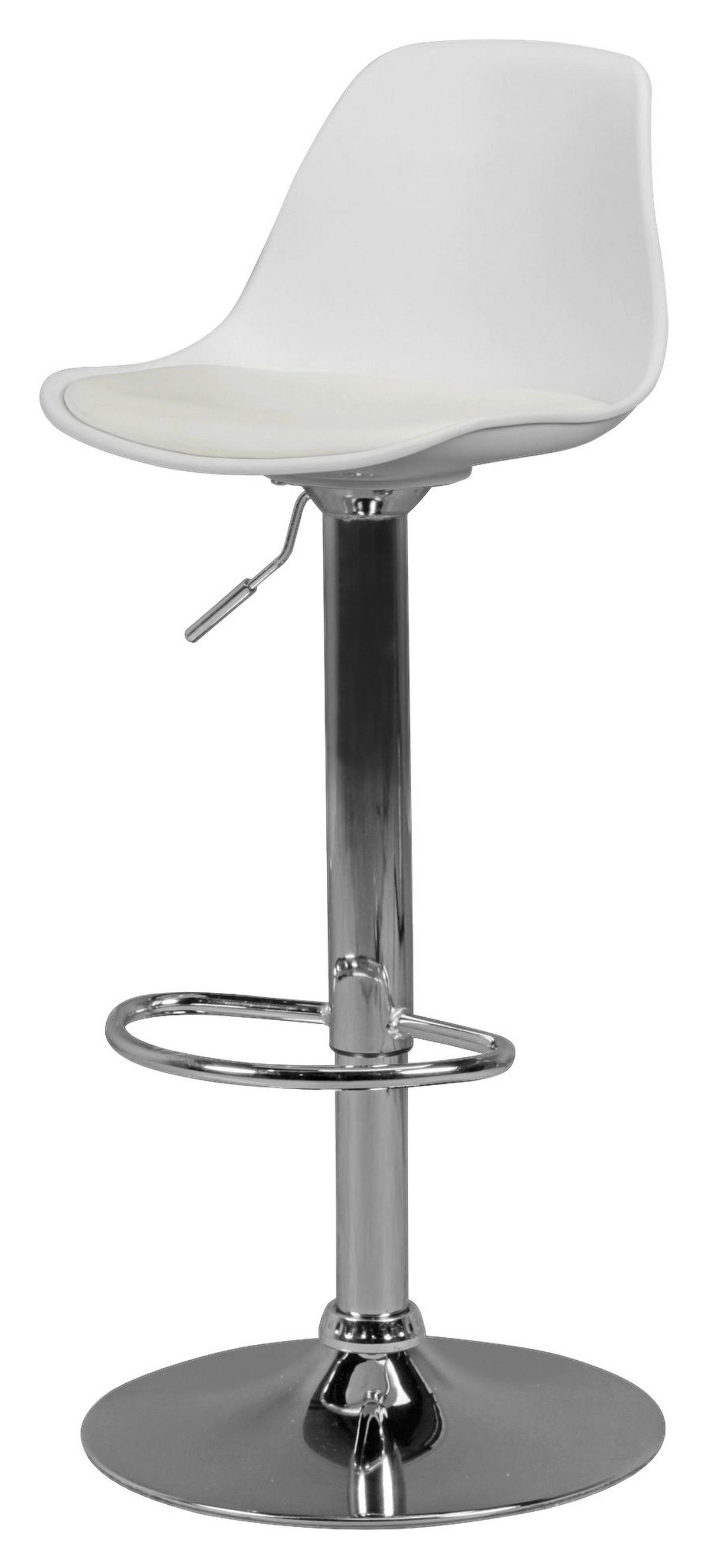 Barhocker weiß Chrom Kunstleder Metall B/H/T: ca. 40x104x40 cm Barhocker - weiß/Chrom (40,00/104,00/40,00cm) - Amstyle