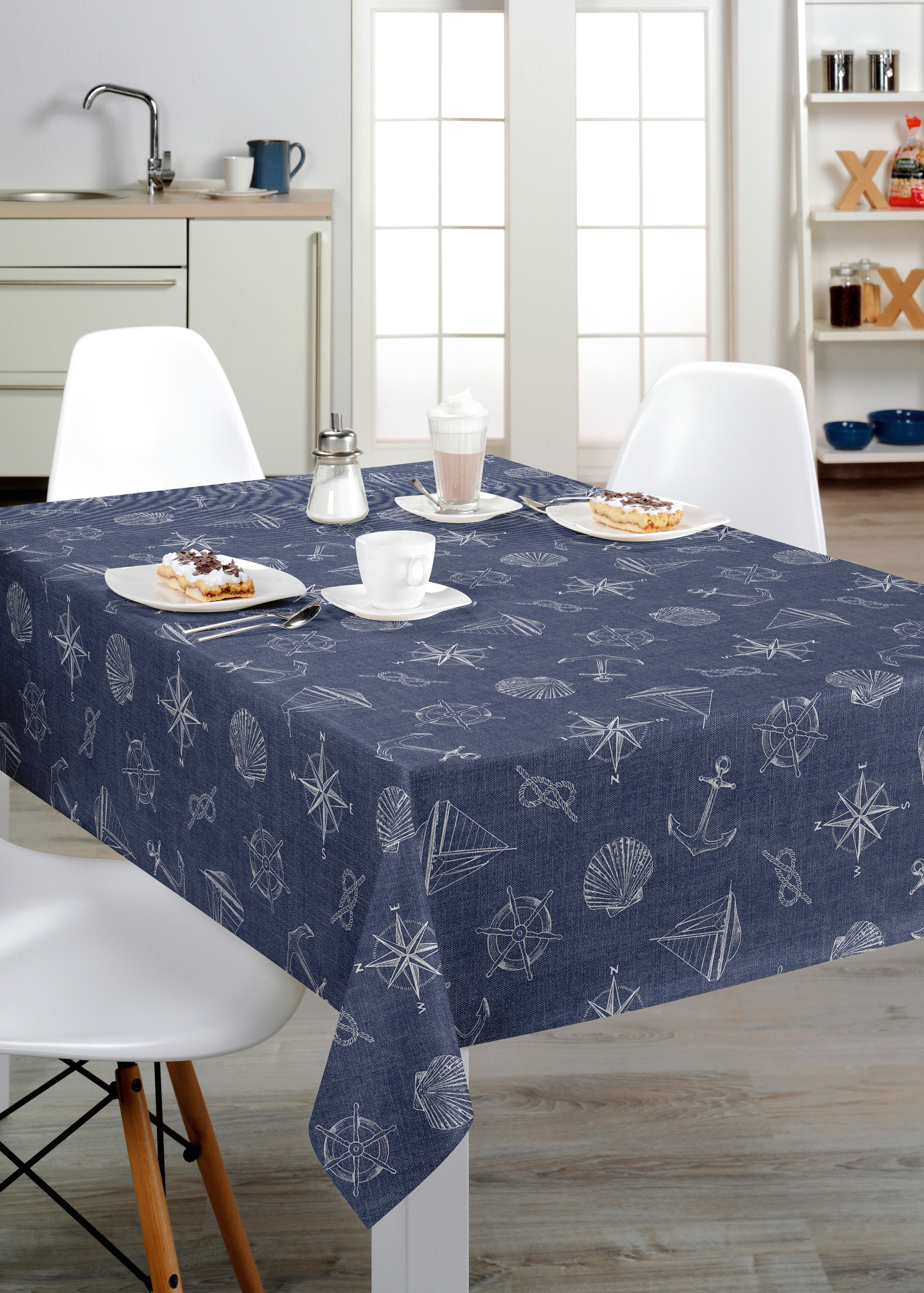 Abwaschbarer Tischbelag Maritim blau B: ca. 140 cm Maritim - blau (140,00cm)