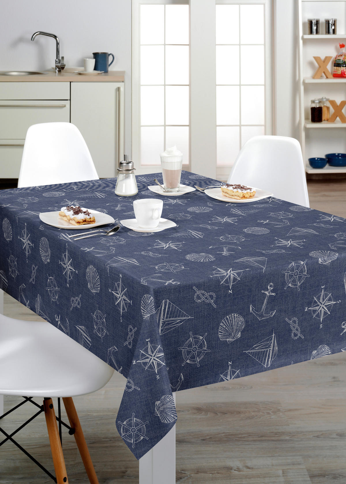 Abwaschbarer Tischbelag Maritim blau B: ca. 140 cm Maritim - blau (140,00cm)