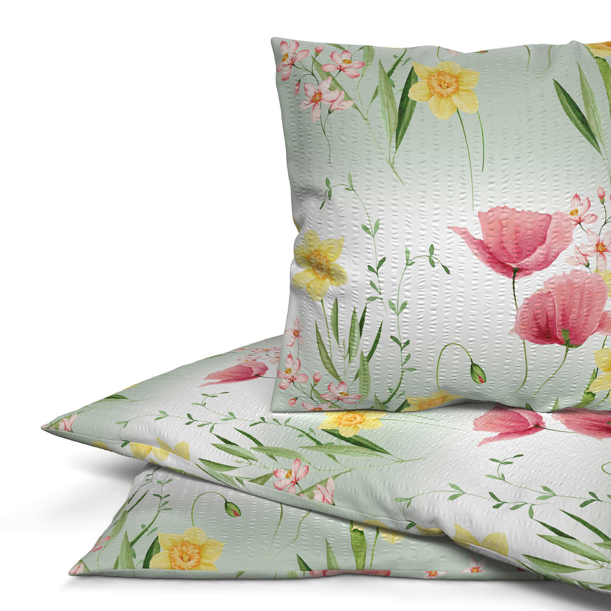 Baumwoll Bettwäsche Seersucker Bettwäsche_Seersucker Blumen - Multi (135,00/200,00cm)