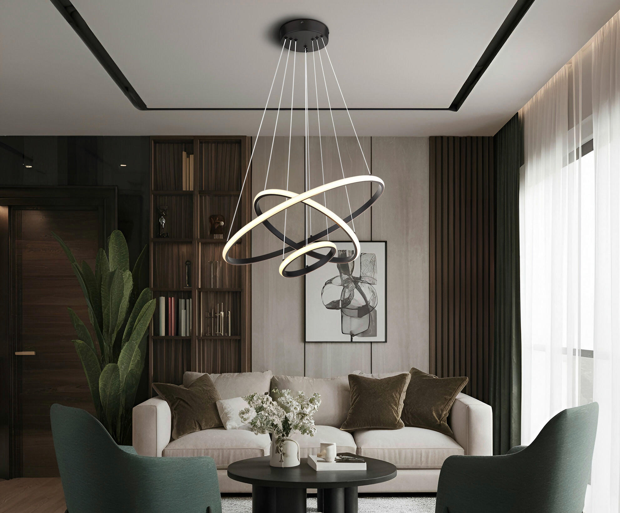 Thumbnail - LED-Pendelleuchte Metall Kunststoff H/D: ca. 105x60 cm