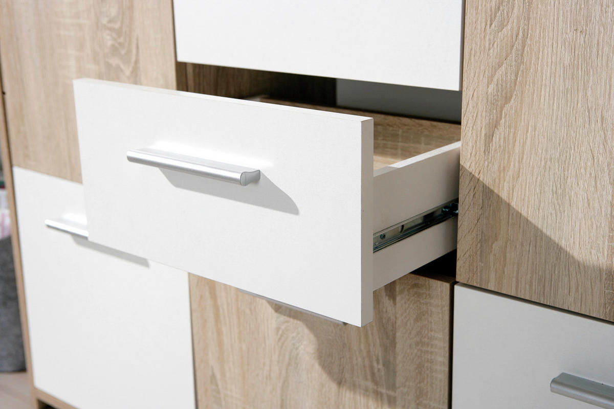 Kommode Elvezia Eiche Sonoma Nachbildung weiß B/H/T: ca. 115x77x30 cm Elvezia - Eiche/weiß (115,00/77,00/30,00cm) - Inter Link