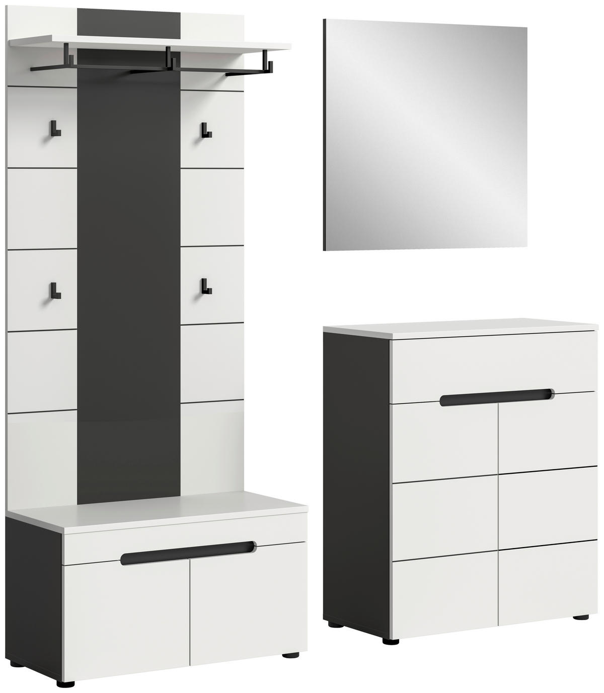 Garderobe Canu basaltgrau Nachbildung weiß B/H/T: ca. 175x190x37 cm Canu - weiß/basaltgrau (175,00/190,00/37,00cm) - xonox.home