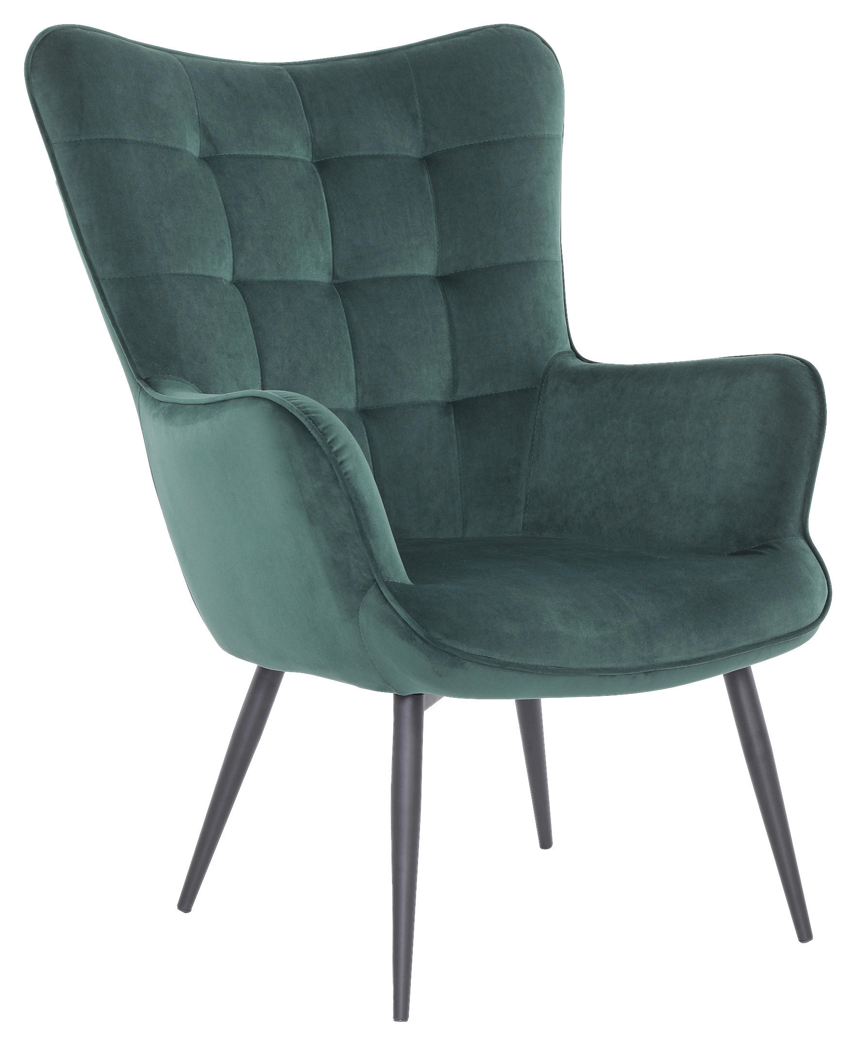 byLIVING Sessel UTA dunkelgrün schwarz Stoff Metall B/H/T: ca. 72x97x80 cm UTA - schwarz/dunkelgrün (72,00/97,00/80,00cm) - byLIVING