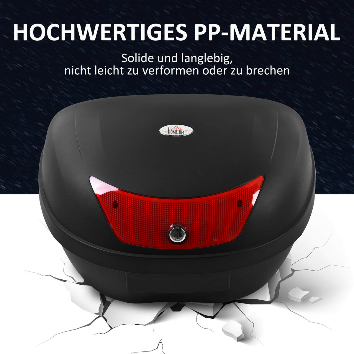 HOMCOM Motorrad-Koffer B/H/L: ca. 43x33x59 cm Motorrad-Koffer 48l - schwarz (59,00/43,00/33,00cm) - HOMCOM