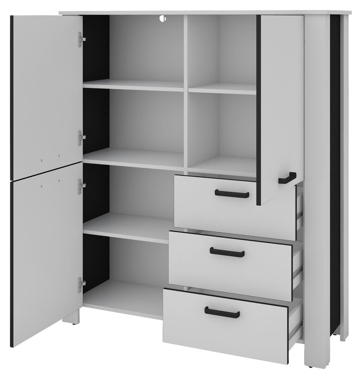 Highboard FARO weiß schwarz B/H/T: ca. 120x137x40 cm FARO - weiß/schwarz (120,00/137,00/40,00cm) - byLIVING