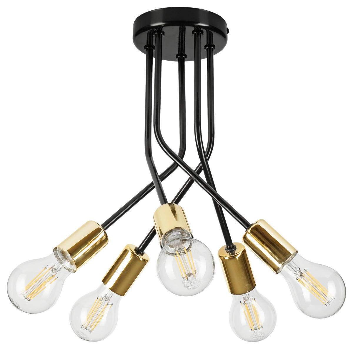 Lamkur Deckenleuchte gold Stahl B/H/L: ca. 36x34x36 cm E27 5 Brennstellen PRIYA - gold (36,00/36,00/34,00cm) - Lamkur