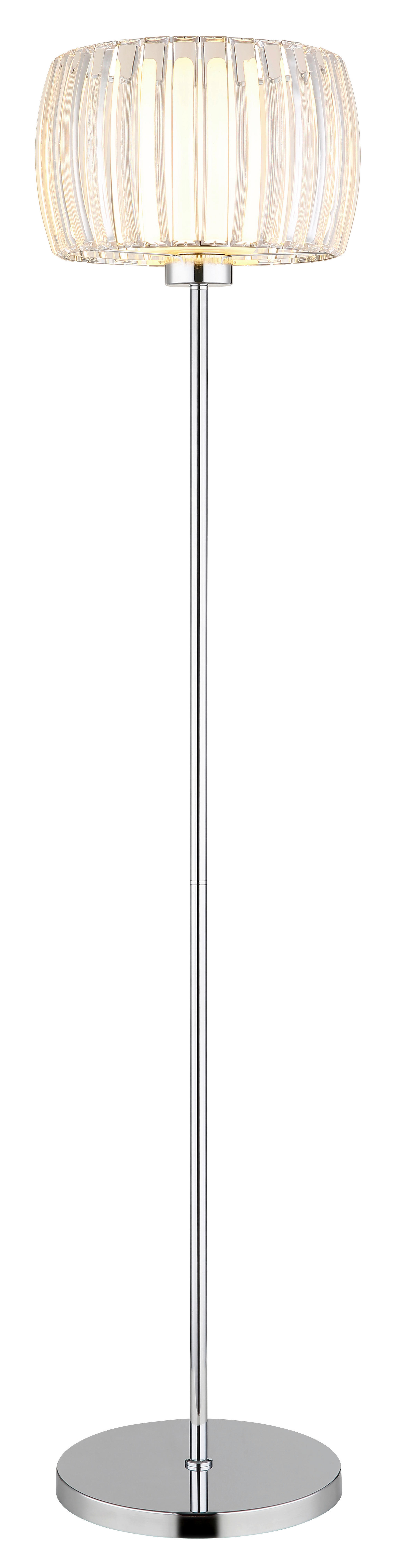 GLOBO Stehleuchte Chrom Opal schwarz Glas Textil Metall H/D: ca. 150x32,5 cm E27 1 Brennstellen MARIBEL - schwarz/Opal (32,50/150,00cm) - GLOBO