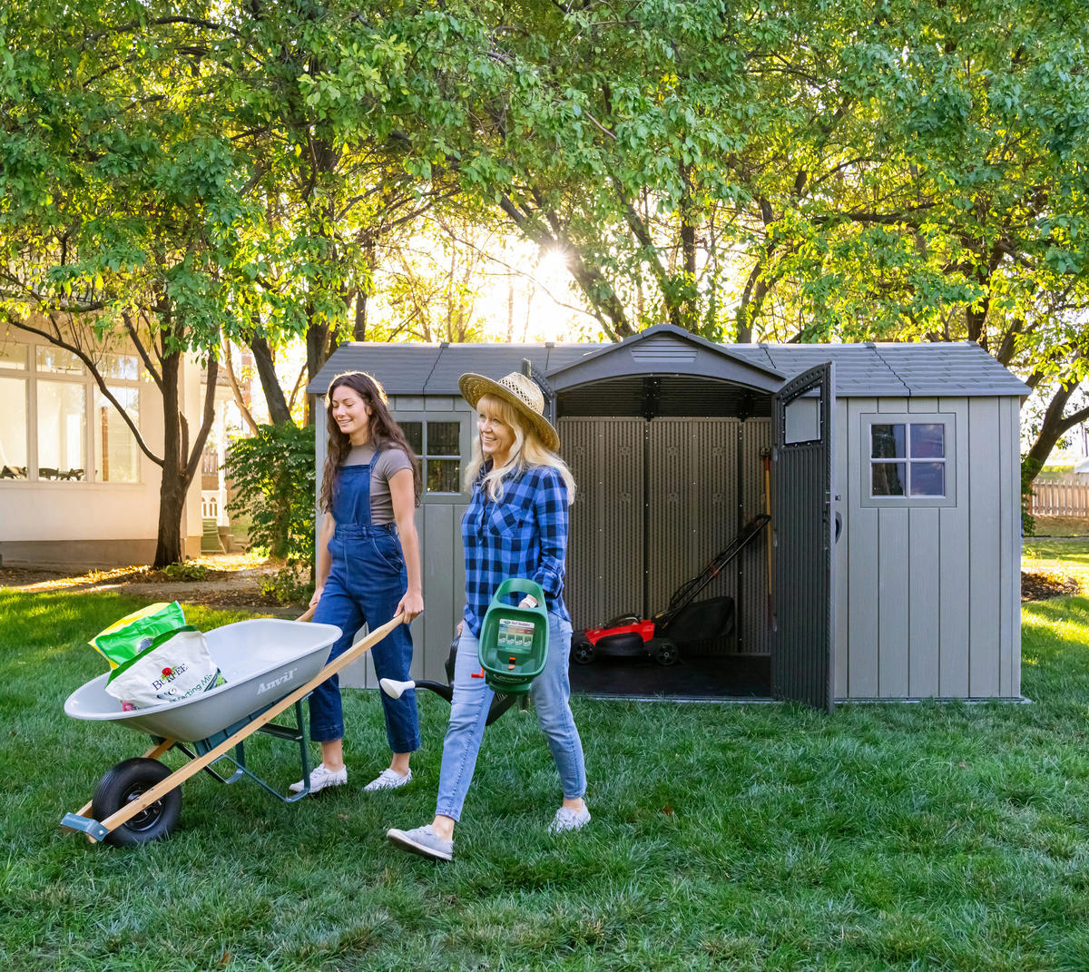 Lifetime Gerätehaus Kentucky grau B/H/L: ca. 427x265x206 cm Kentucky - grau (206,00/427,00/265,00cm) - Lifetime