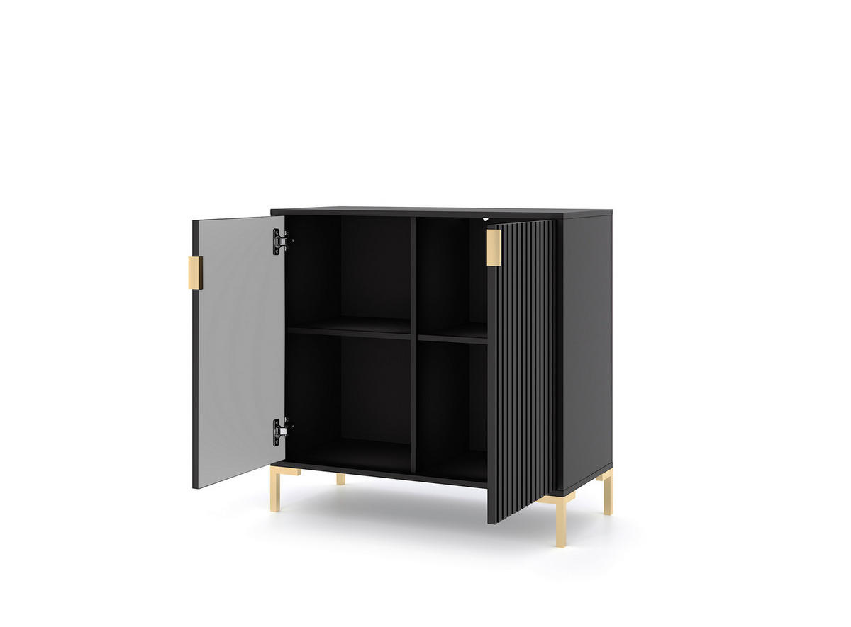 Kommode FLINN schwarz B/H/T: ca. 88,2x85,8x40 cm FLINN - schwarz (88,20/85,80/40,00cm) - WIPMEB