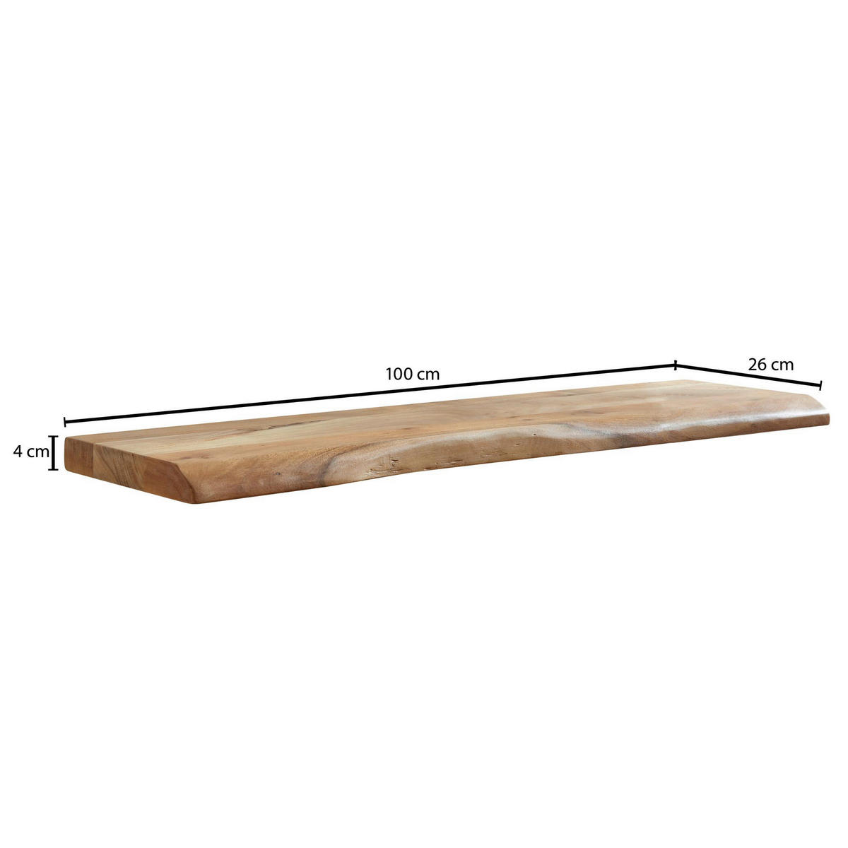 Wandregal braun Holz B/H/T: ca. 100x4x26 cm Wandregal - braun (100,00/4,00/26,00cm) - Wohnling