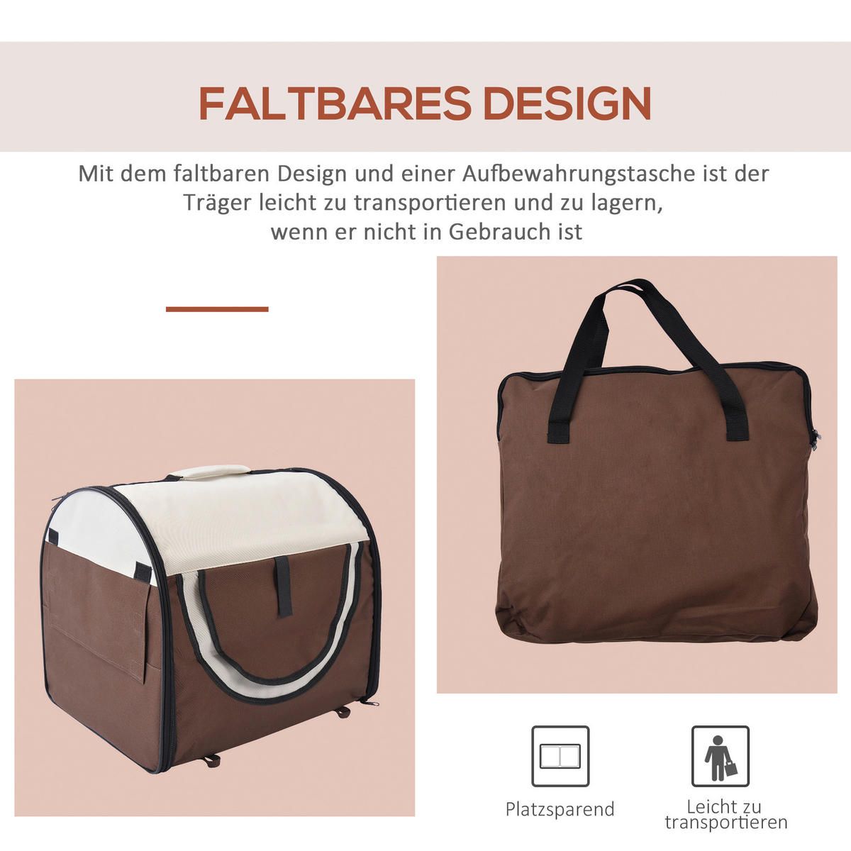 PawHut Hundetransportbox mokka braun Stoff B/H/L: ca. 46x51x61 cm Hundetransportbox - creme/mokka braun (61,00/46,00/51,00cm) - PawHut