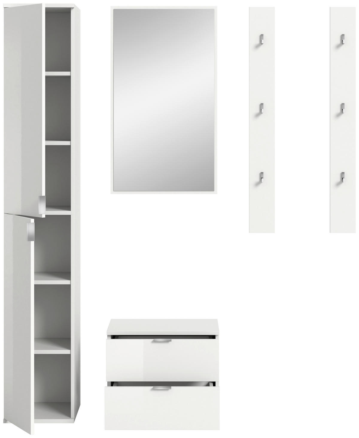 Garderobe PROJEKT X weiß weiß Hochglanz B/H/T: ca. 148x191x37 cm PROJEKT X - weiß (148,00/191,00/37,00cm) - xonox.home
