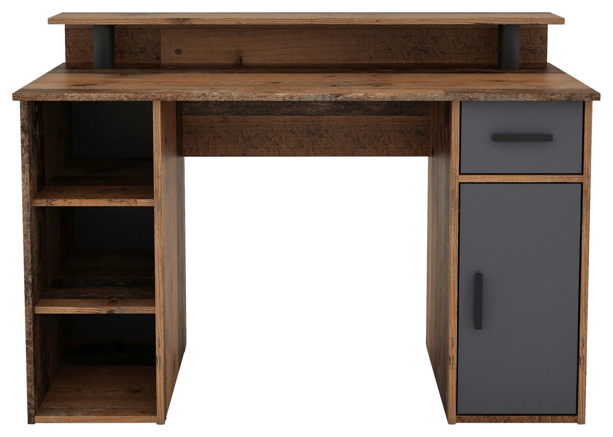 Schreibtisch DIEGO Eiche Old Wood Nachbildung anthrazit DIEGO - Eiche/anthrazit - byLIVING