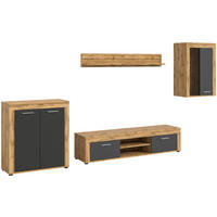 Wohnwand Jam Eiche Wotan Nachbildung grau B/H/T: ca. 330x169x35 cm Jam - Eiche/grau (330,00/169,00/35,00cm) - xonox.home