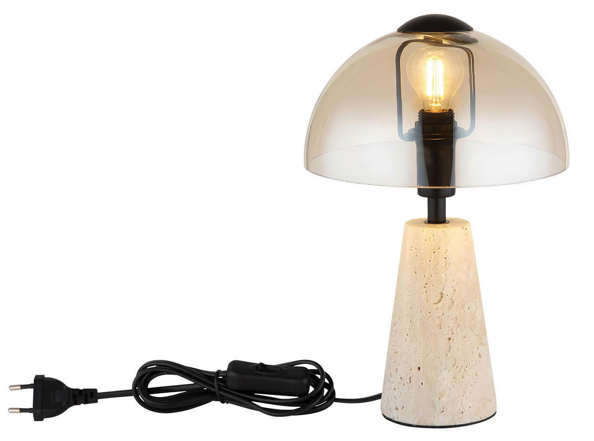GLOBO Tischleuchte sand schwarz Glas Metall B/H/L: ca. 25x31,5x25 cm E14 1 Brennstellen Tischleuchte-Lars - sand/schwarz (25,00/25,00/31,50cm) - GLOBO