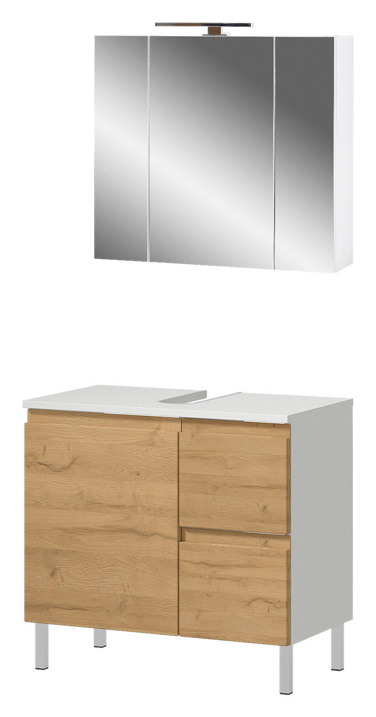 Badezimmer-Set 7948-559 weiß Eiche Grand-Son Nachbildung B/H/T: ca. 60x190x34 cm 7948-559 - Eiche/weiß (60,00/190,00/34,00cm) - Germania