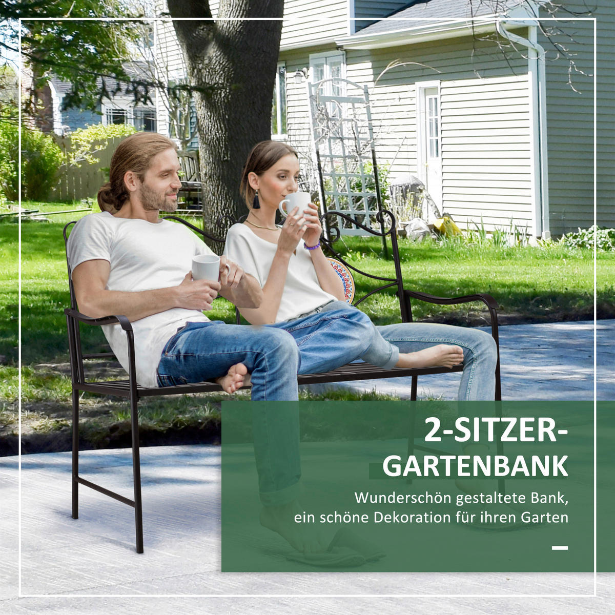 Outsunny Gartenbank braun Stein B/H/L: ca. 52x93x121 cm Gartenbank - braun (121,00/52,00/93,00cm) - Outsunny