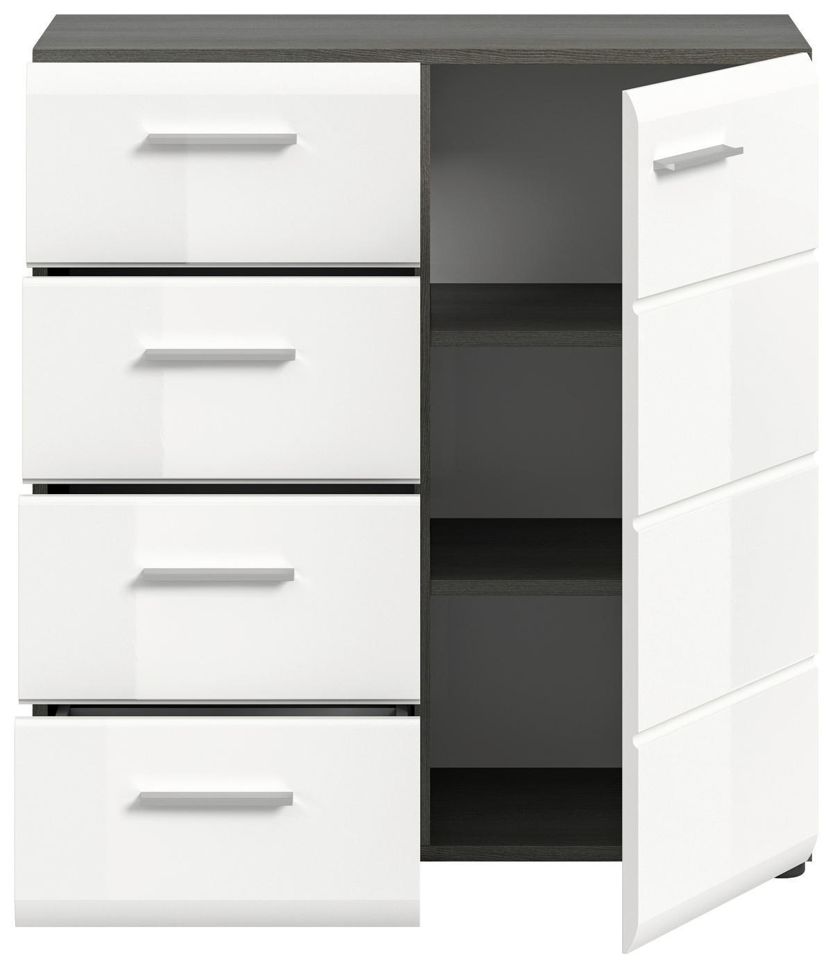 Kommode SALSA Rauchsilber Nachbildung weiß Hochglanz B/H/T: ca. 75x85x37 cm SALSA - weiß (75,00/85,00/37,00cm) - xonox.home